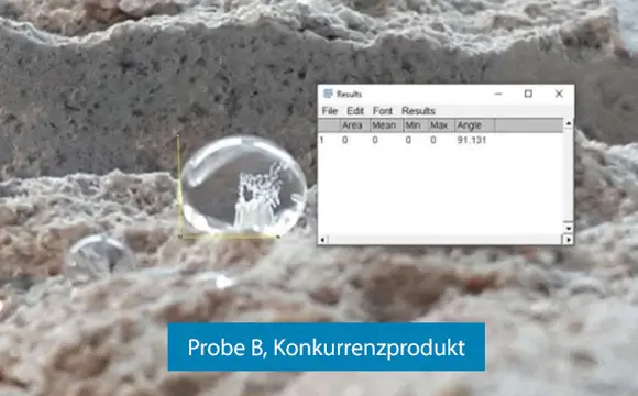 Laborstudie: Vergleichsprobe mit Wassertropfen-Test